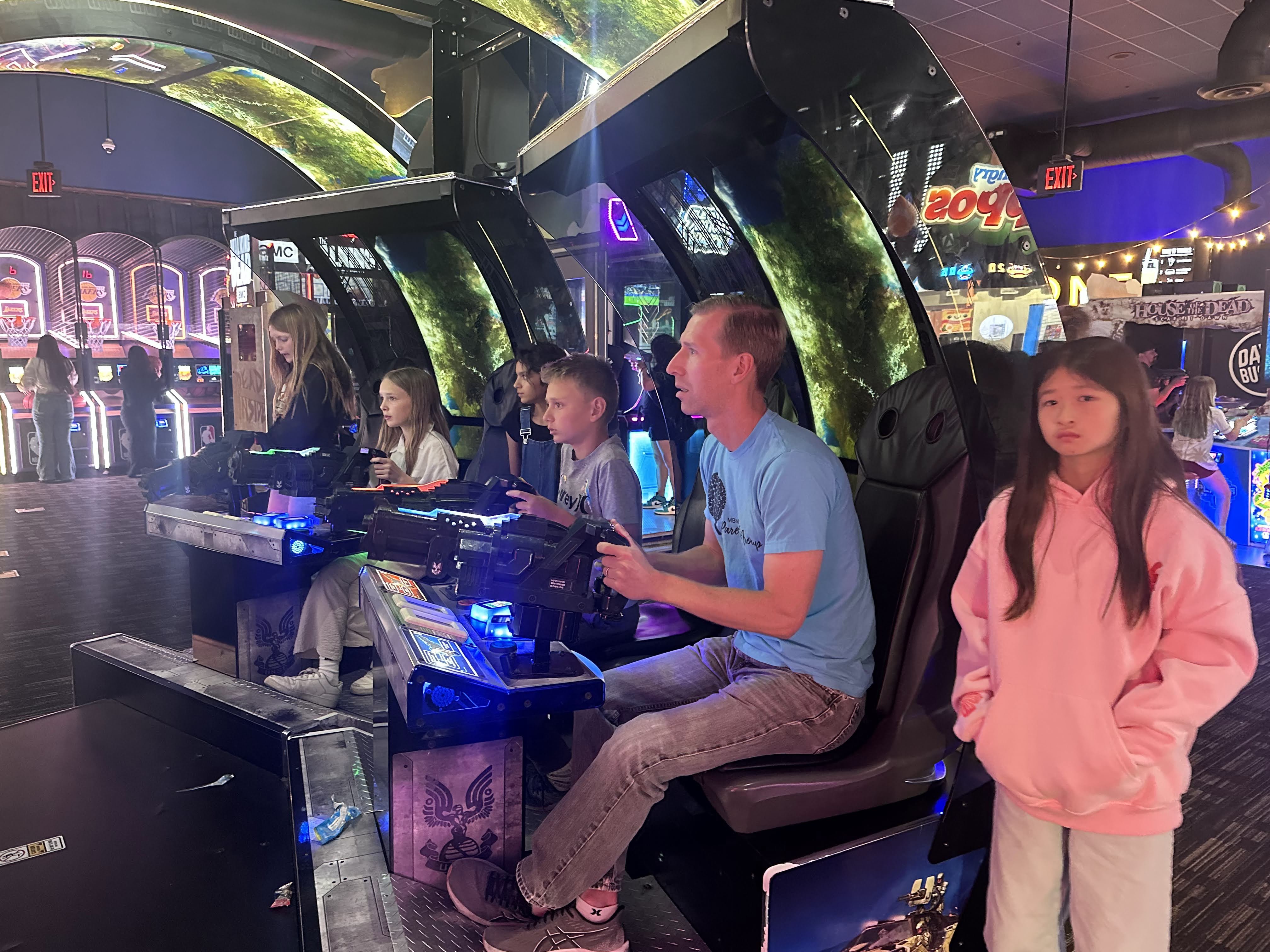 MBMA Parents Group photo at an arcade