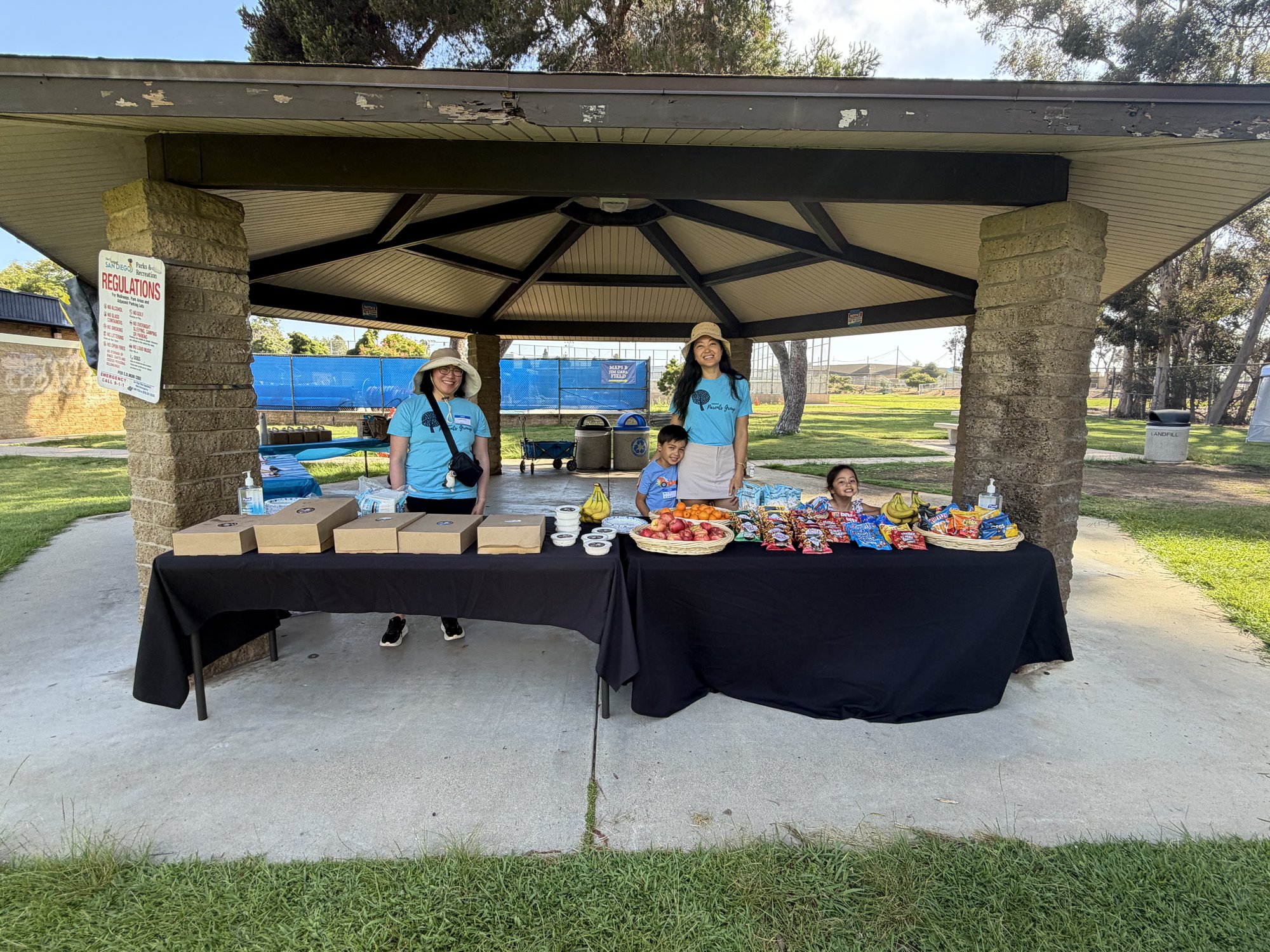Snack table at the MBMA Parents Group Back to School picnic
