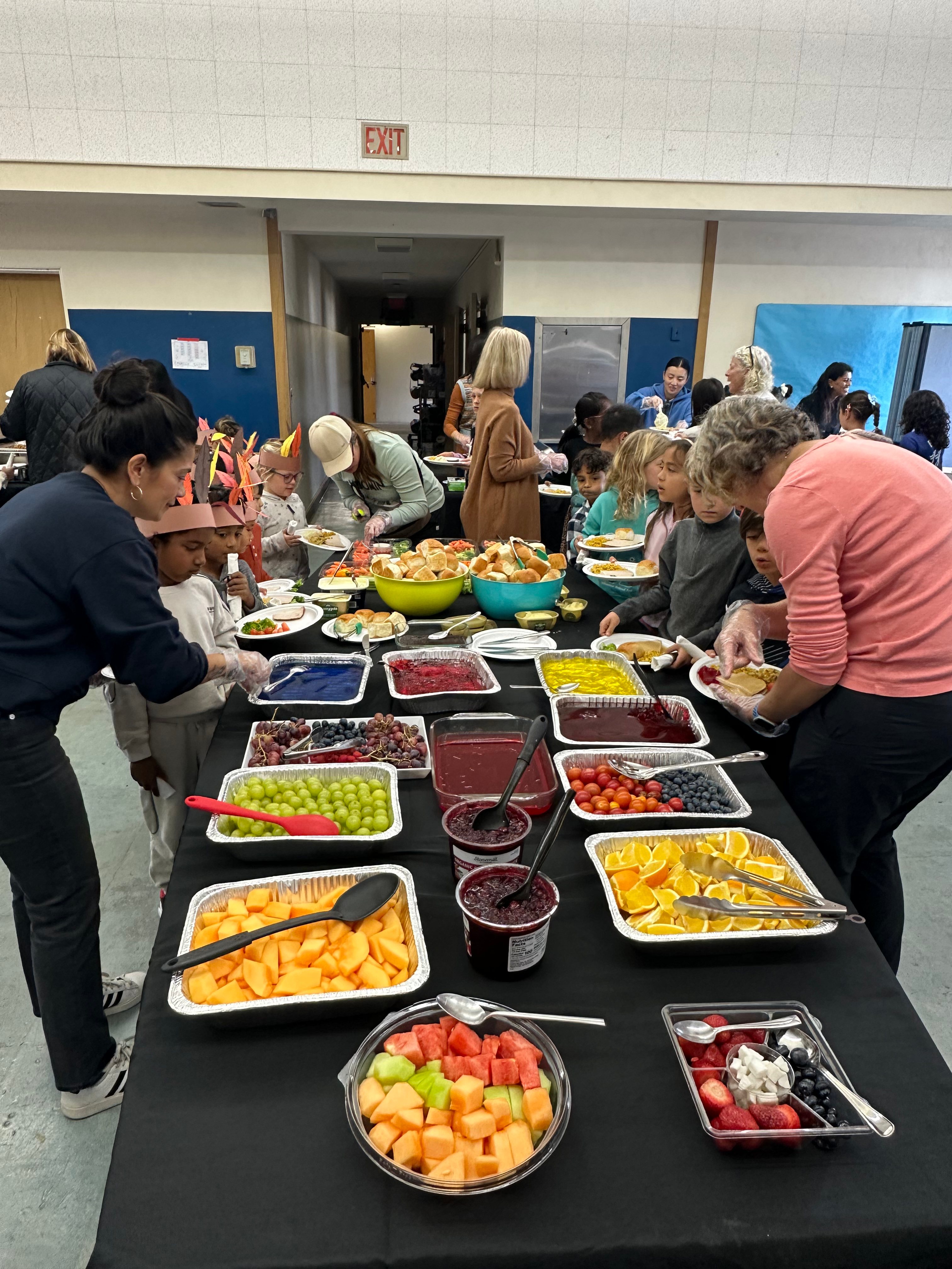 Holiday meal buffet at an MBMA Parents Group event