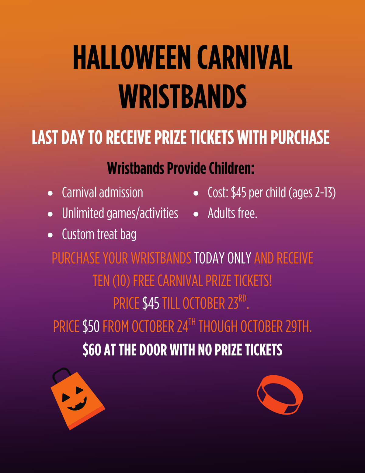 Halloween Carnival Wristbands flyer